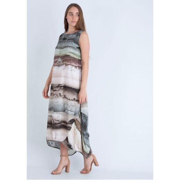 Ozai N Ku Habitat Round Neck Sleeveless Stripe Dress Size Small - Picture 4 of 8